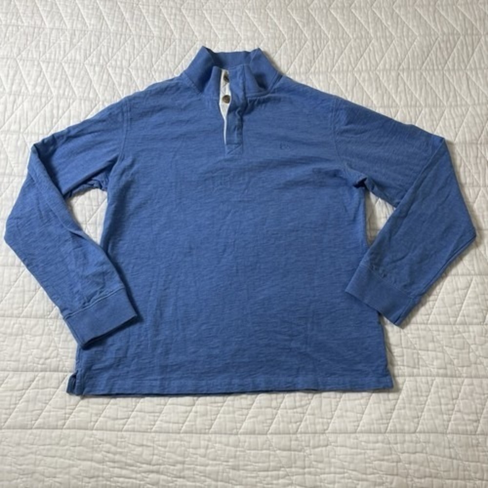 Southern Tide Mock Neck Knit Cotton Pullover Sweater Blue Men's Size M